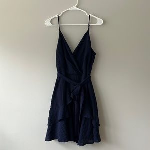 Altar’s State Navy Blue Spaghetti Strap Dress with Removable Bow Belt